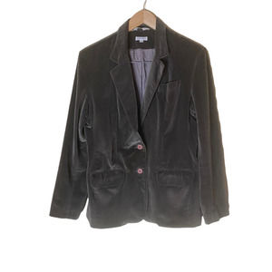 Vintage Courtwell Olive Green Velvet Blazer Notch Lapel Front Button Pockets